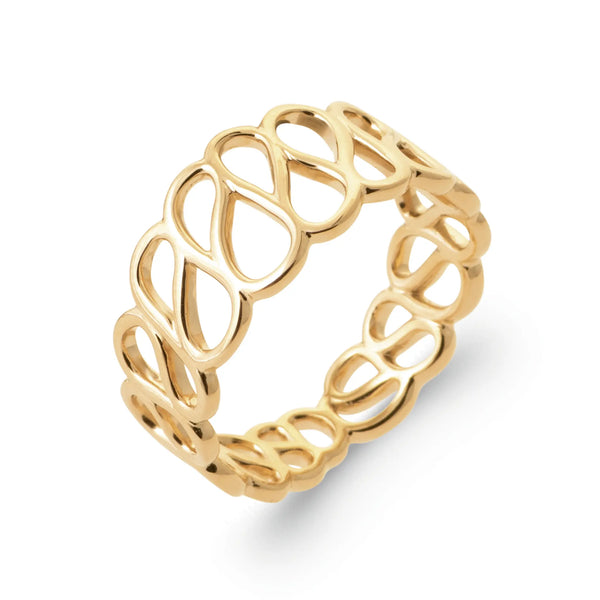 Bague Entrelacs – Plaqué Or 18 Carats – Design ajouré et lumineux 56