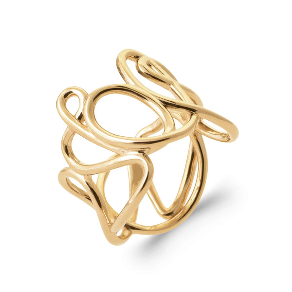 Bague Ruban – Plaqué Or 18 Carats – Design Sculptural et Aérien 56