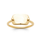 Bague plaque rectangulaire bombée et billes d’or en plaqué or