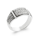 Bague plateau rectangulaire gravé de motifs aztèques en argent 925 homme