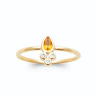 Bague poire orange mandarine et trèfle de zircons en plaqué or