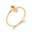 Bague poire orange mandarine et trèfle de zircons en plaqué or