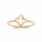 Bague quatre-feuilles ajouré contour perlé de grains d’or en plaqué or