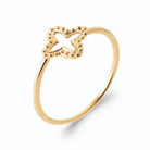 Bague quatre-feuilles ajouré contour perlé de grains d’or en plaqué or