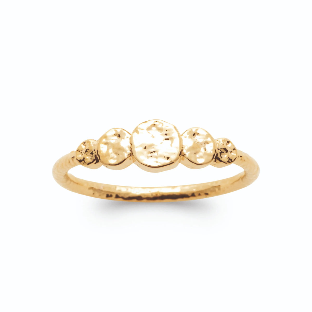 Bague rangée de pastilles martelées dégressives sans pierre en plaqué or