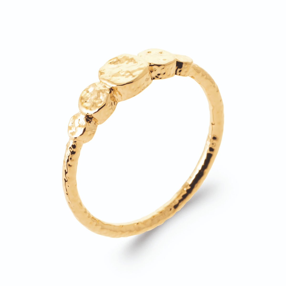 Bague rangée de pastilles martelées dégressives sans pierre en plaqué or