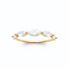 Bague rivière de zircons navettes et ronds plaqué or, vue de face