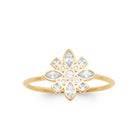 Bague rosace zircons navettes carrés et ronds en plaqué or