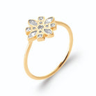 Bague rosace zircons navettes carrés et ronds en plaqué or
