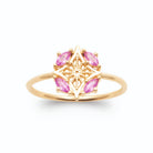 Bague rose des vents filigranée quatre pierres roses en plaqué or