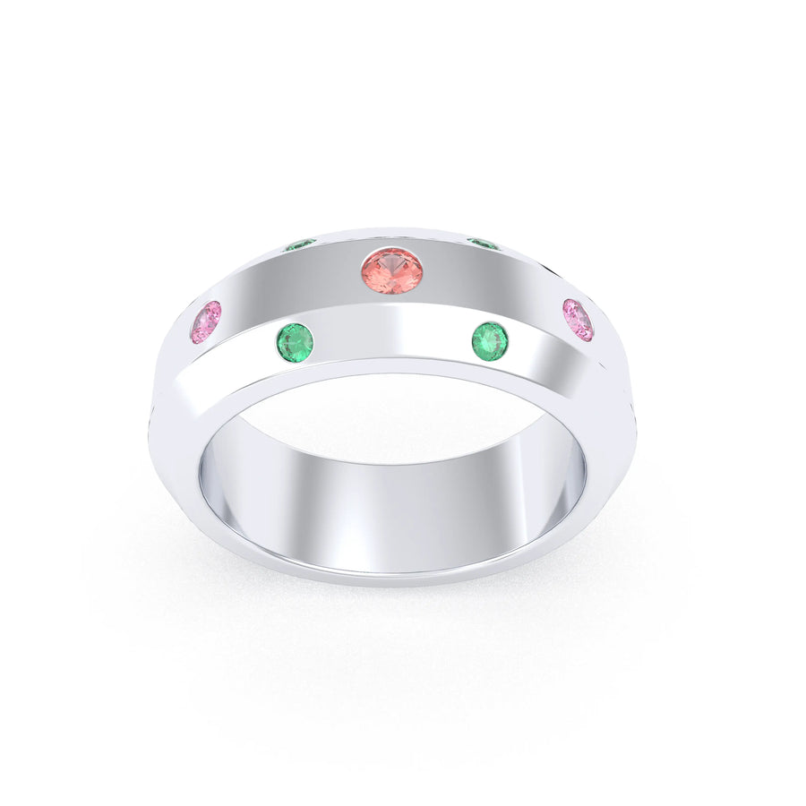 Bague de joaillerie en argent 950, vue de détail, fabriquée à l’atelier Bajoia de Sèvres