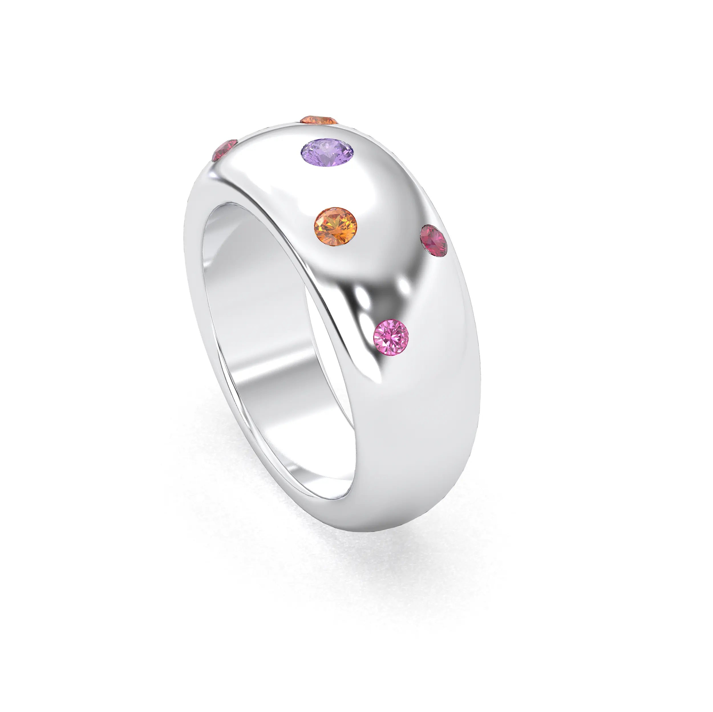 Bague Sabrina Argent 950 avec pierre centrale ronde – Pierres Fines et Précieuses au Choix