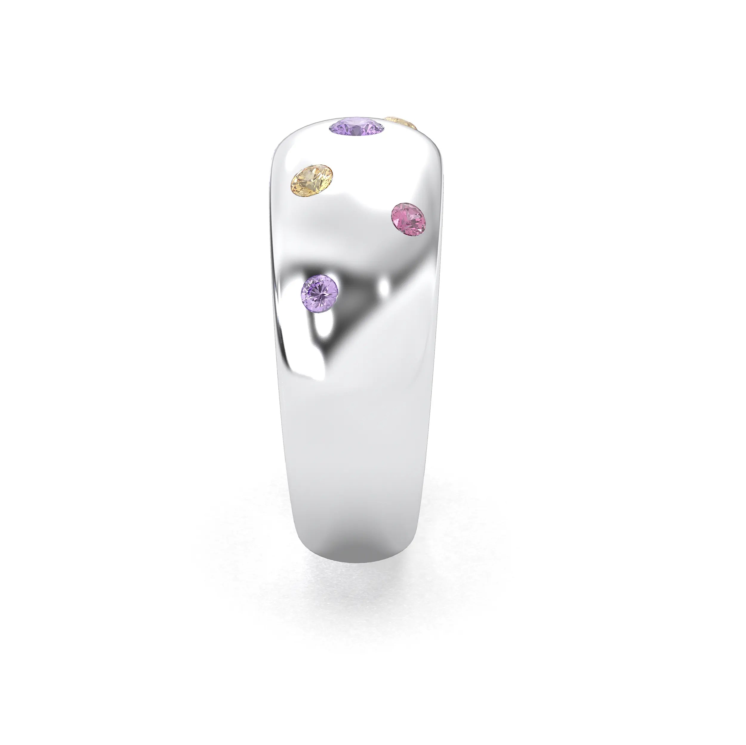 Bague Sabrina Argent 950 avec pierre centrale ronde – Pierres Fines et Précieuses au Choix