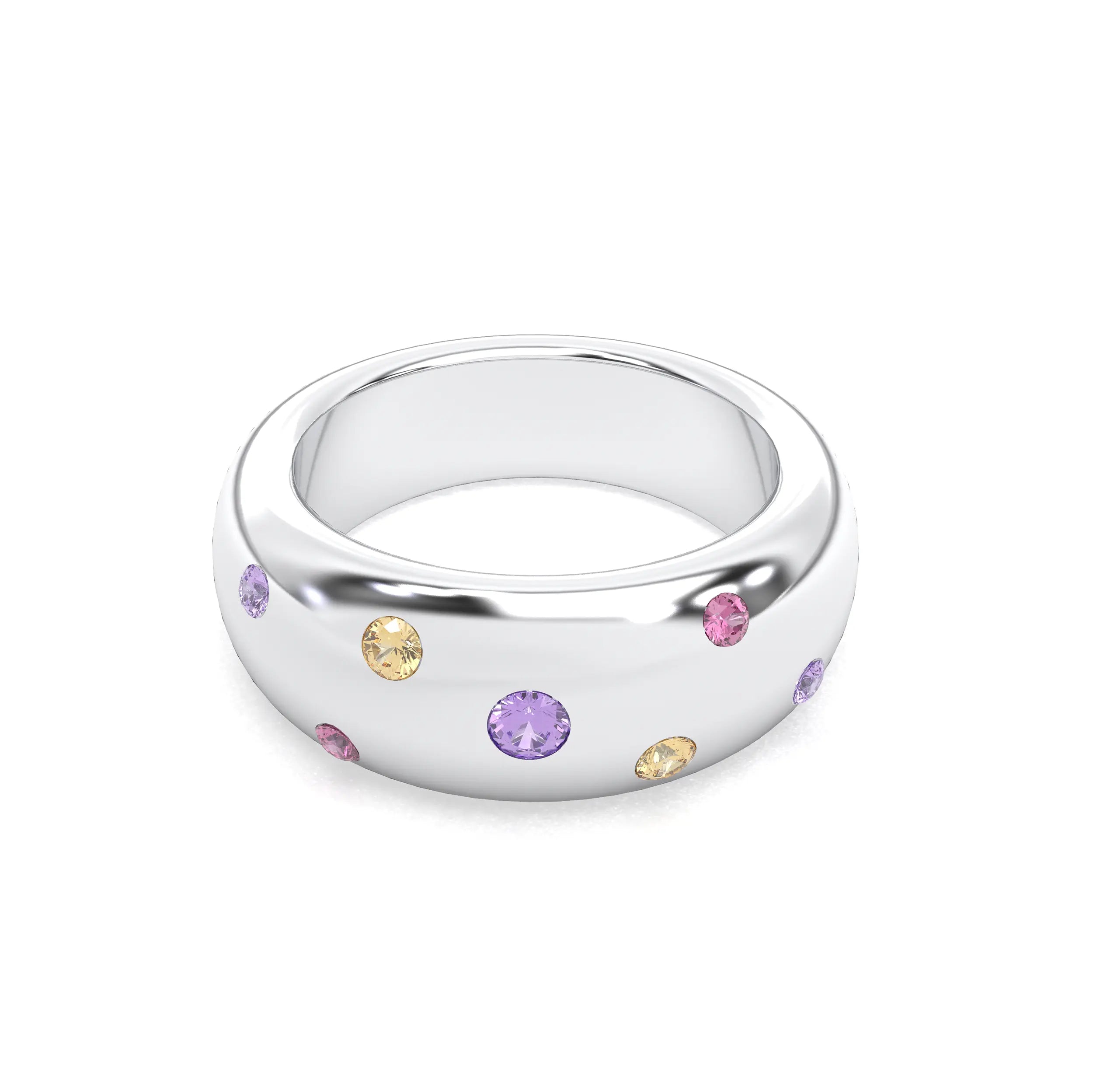 Bague Sabrina Argent 950 avec pierre centrale ronde – Pierres Fines et Précieuses au Choix