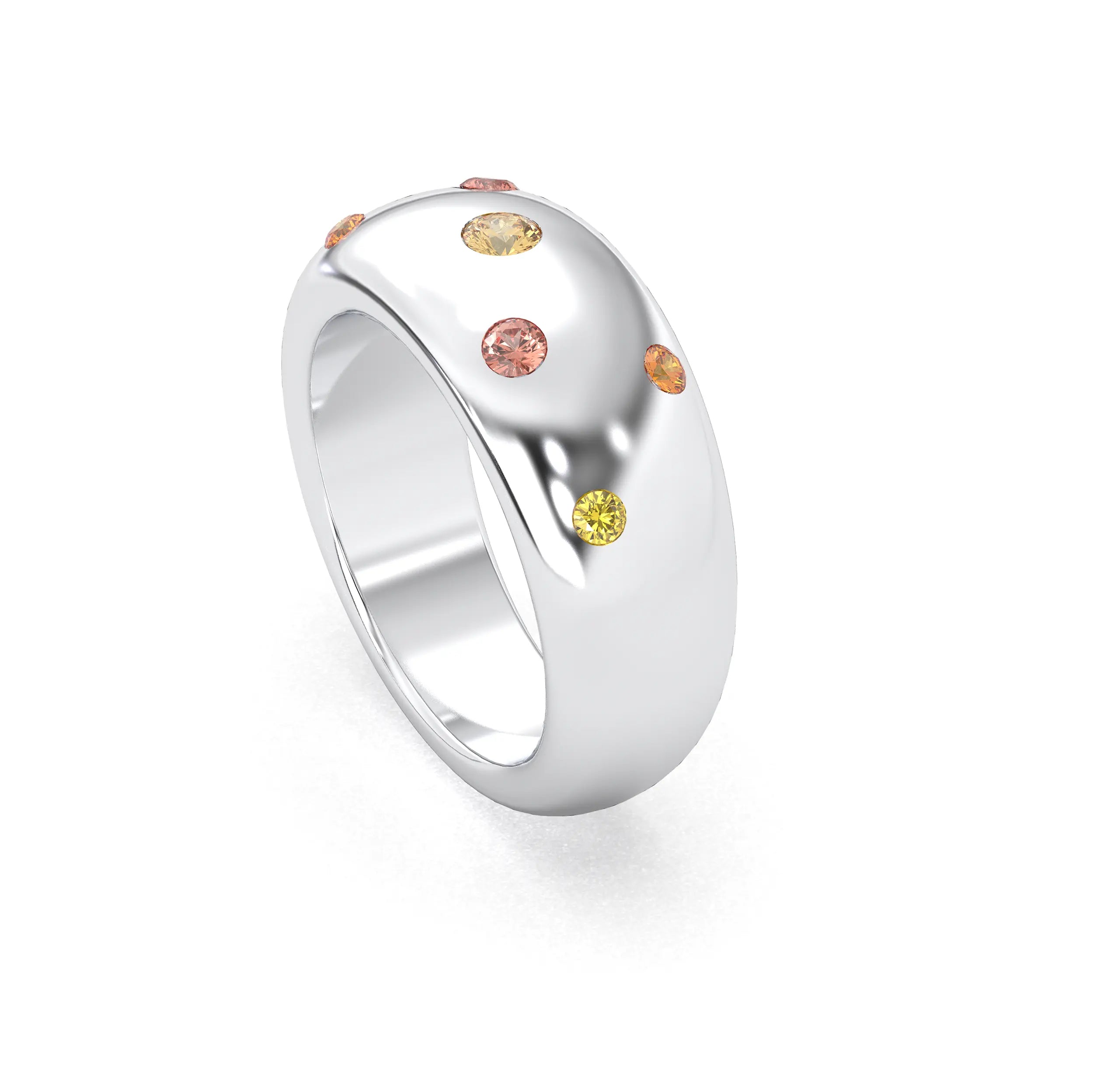 Bague Sabrina Argent 950 avec pierre centrale ronde – Pierres Fines et Précieuses au Choix