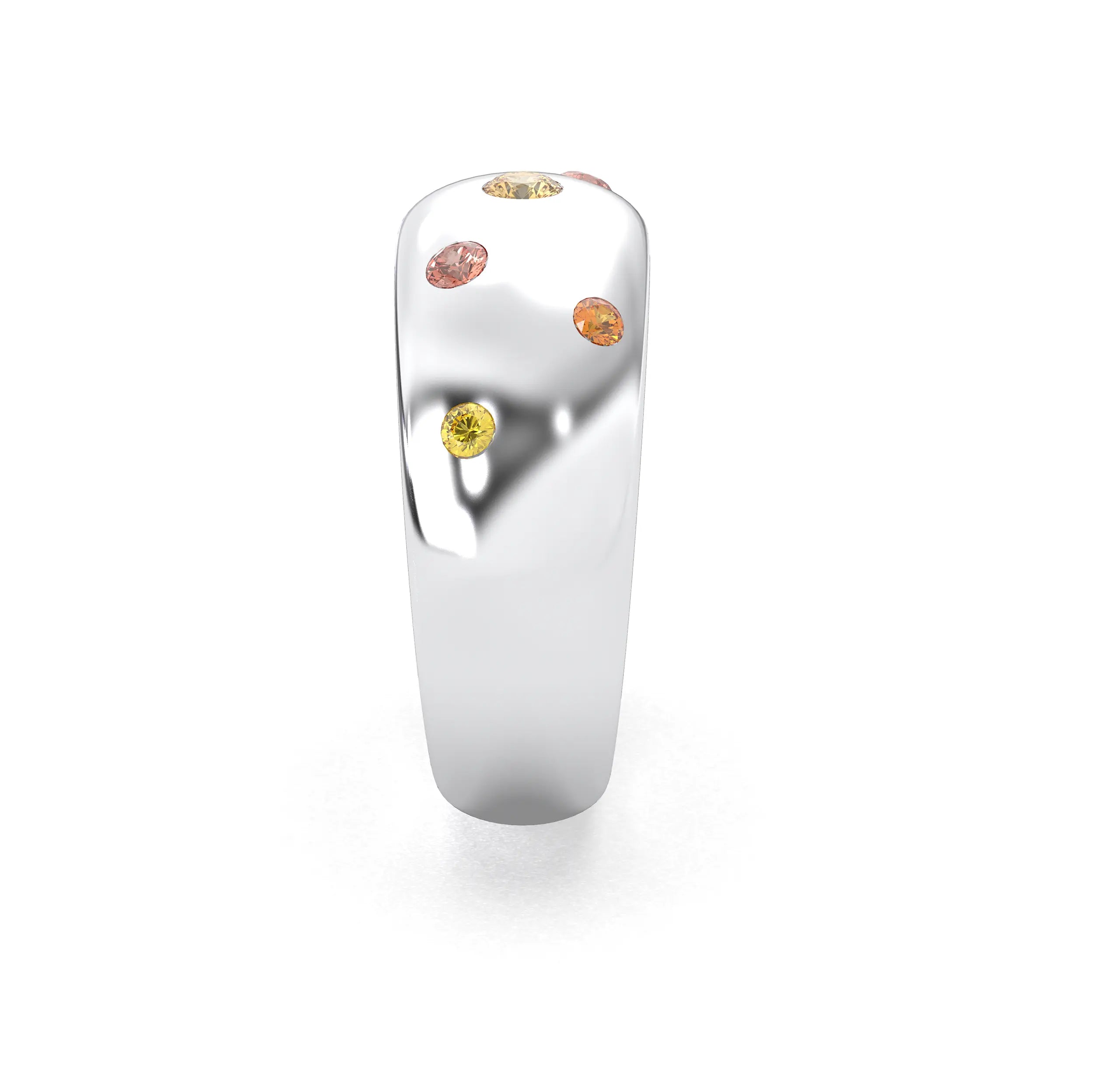 Bague Sabrina Argent 950 avec pierre centrale ronde – Pierres Fines et Précieuses au Choix