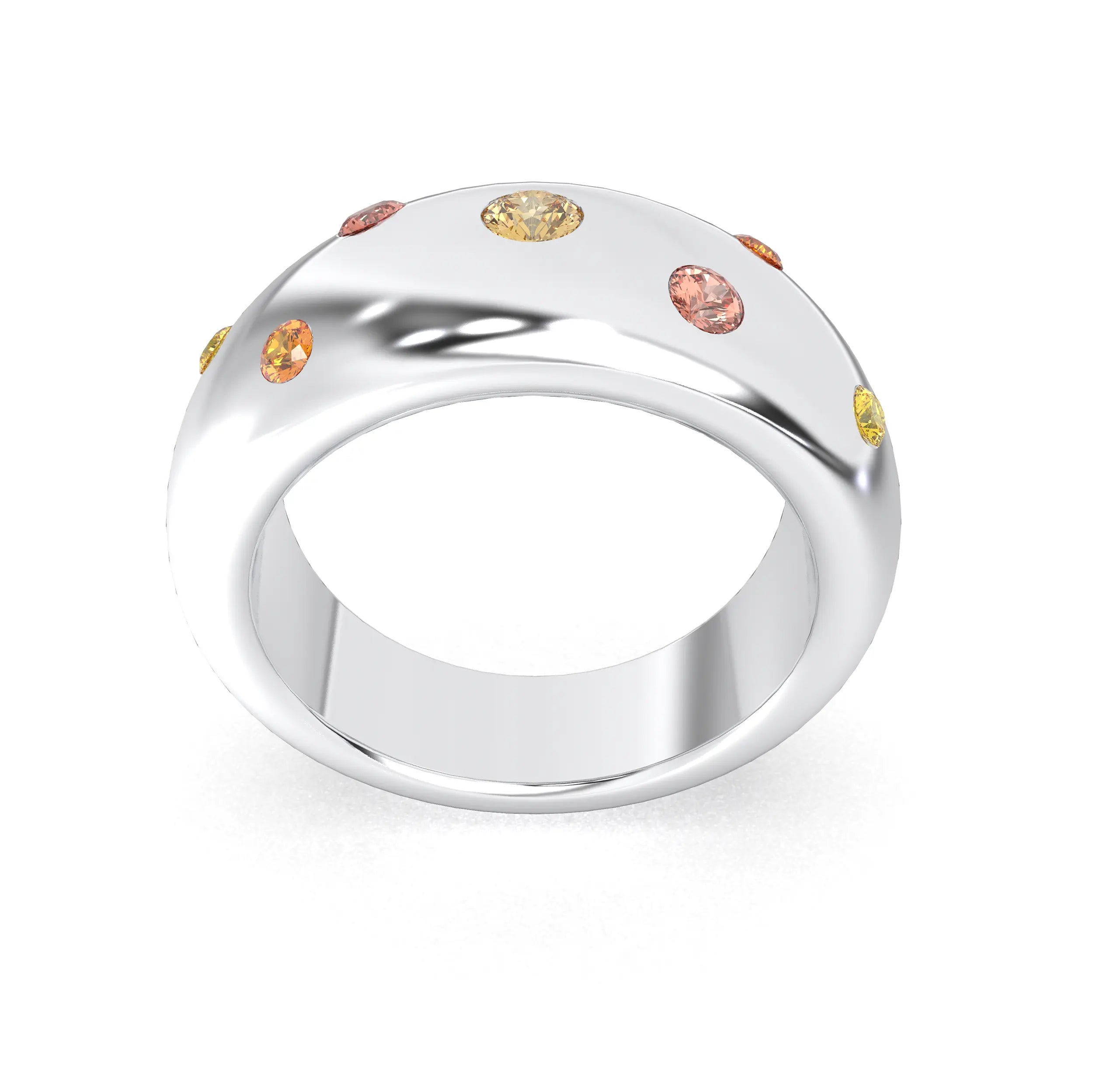 Bague Sabrina Argent 950 avec pierre centrale ronde – Pierres Fines et Précieuses au Choix