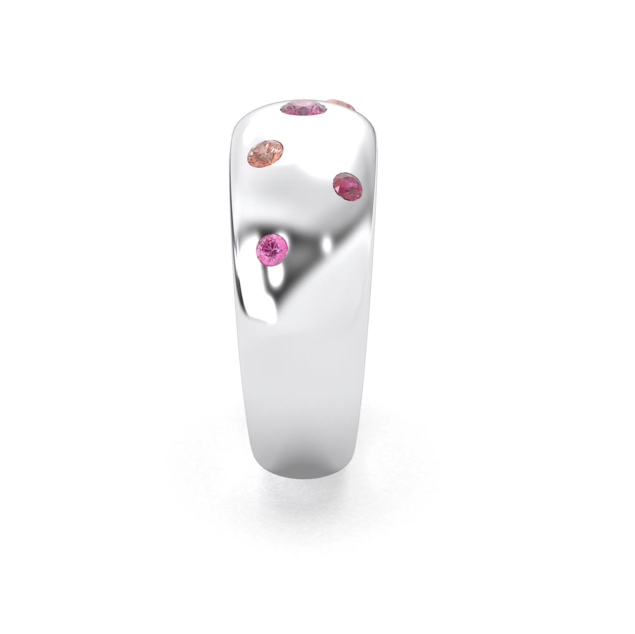 Bague Sabrina Argent 950 avec pierre centrale ronde – Pierres Fines et Précieuses au Choix