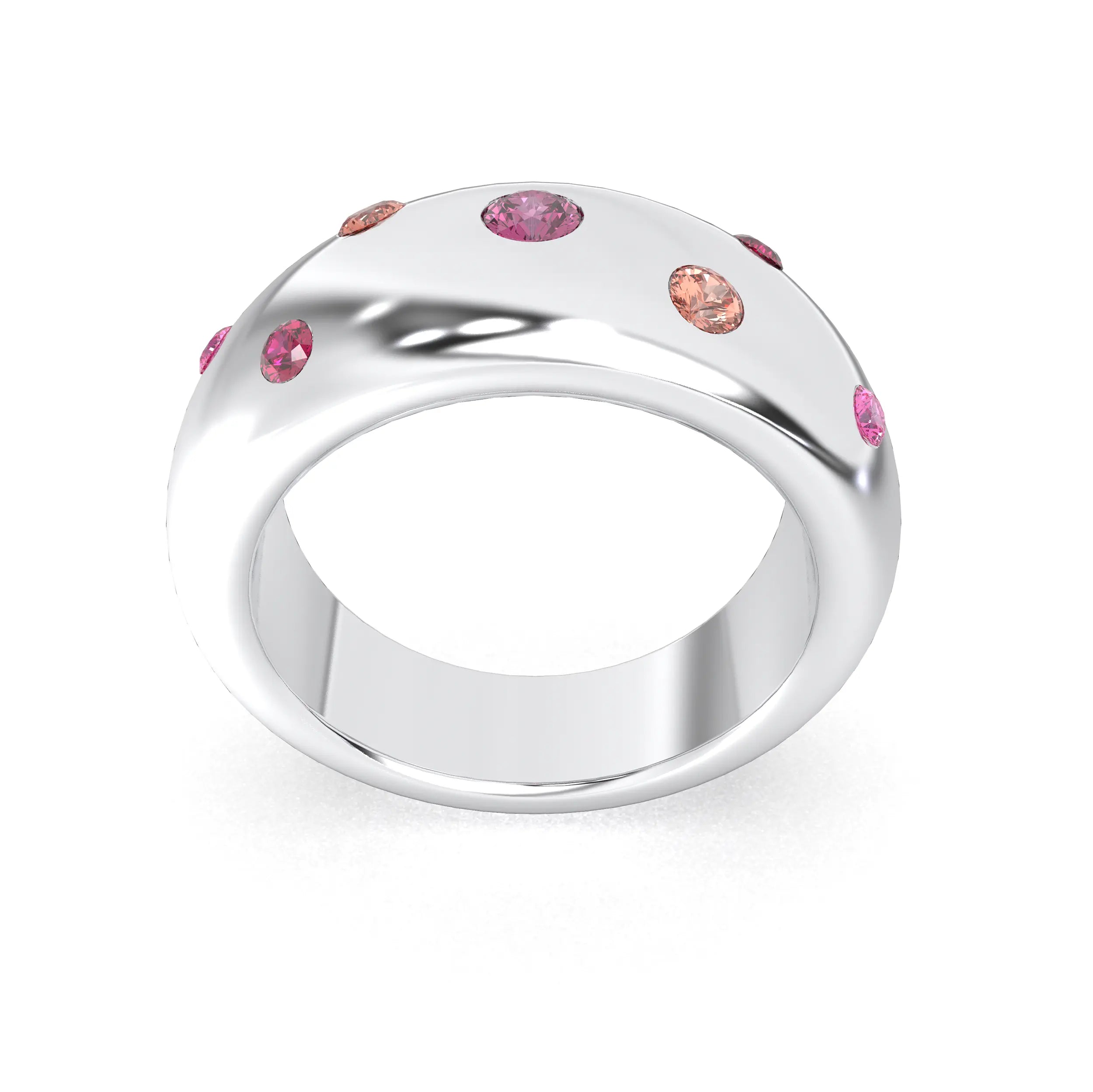 Bague Sabrina Argent 950 avec pierre centrale ronde – Pierres Fines et Précieuses au Choix