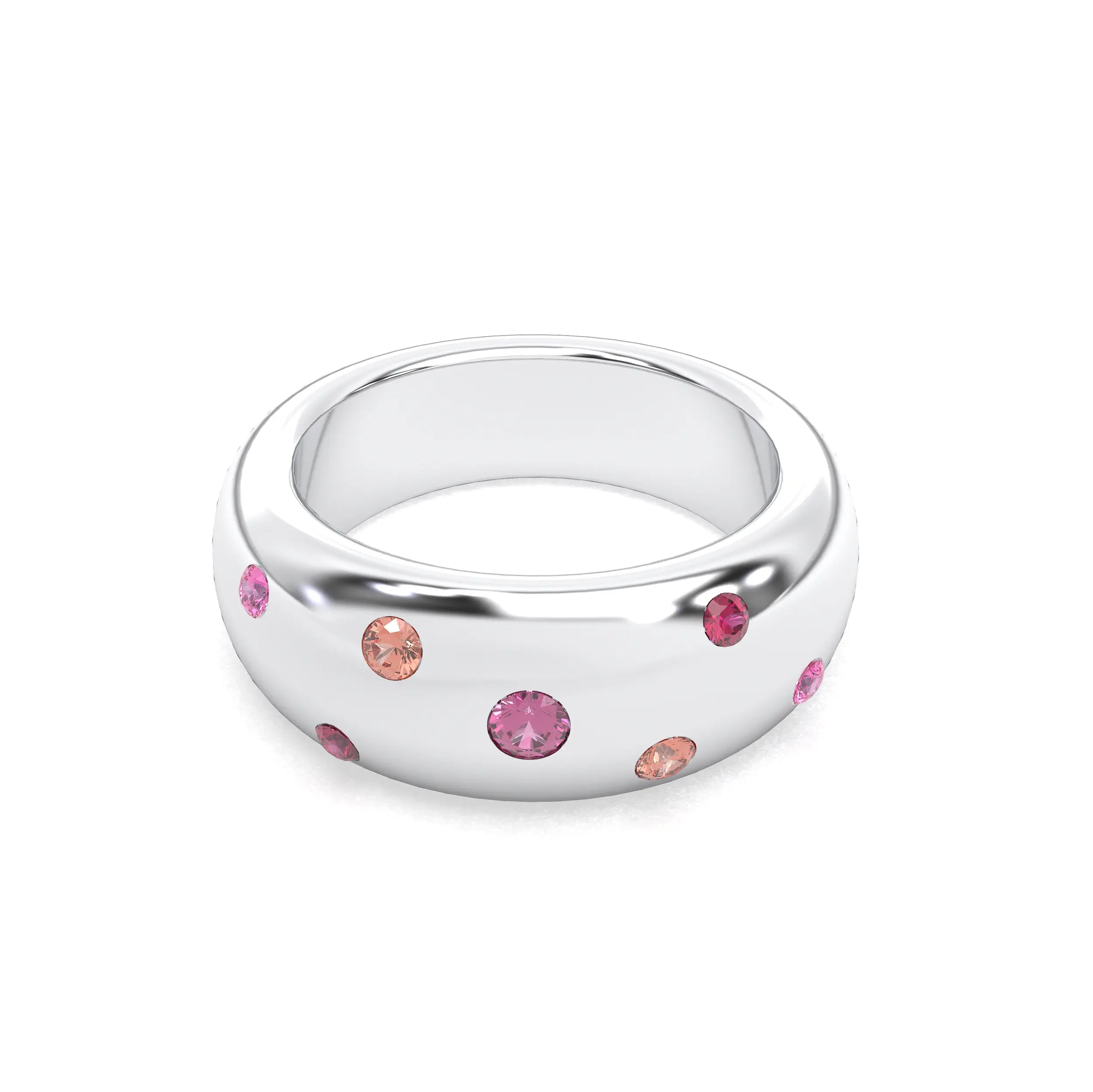 Bague Sabrina Argent 950 avec pierre centrale ronde – Pierres Fines et Précieuses au Choix