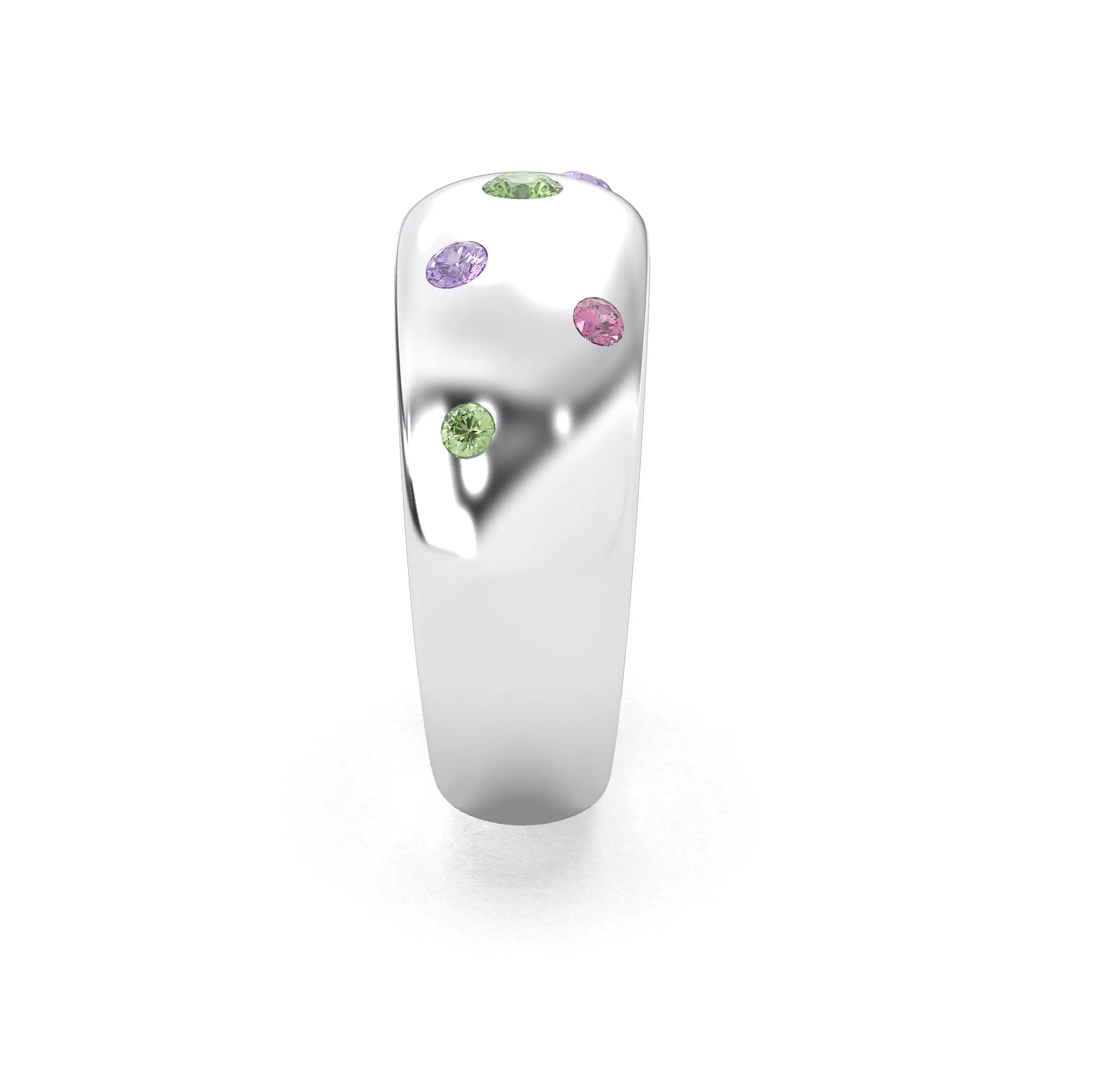 Bague Sabrina Argent 950 avec pierre centrale ronde – Pierres Fines et Précieuses au Choix