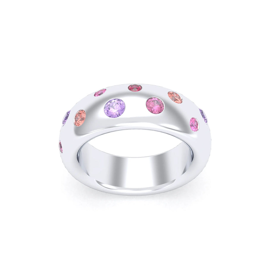 Bague de joaillerie en argent 950, vue de détail, fabriquée à l’atelier Bajoia de Sèvres