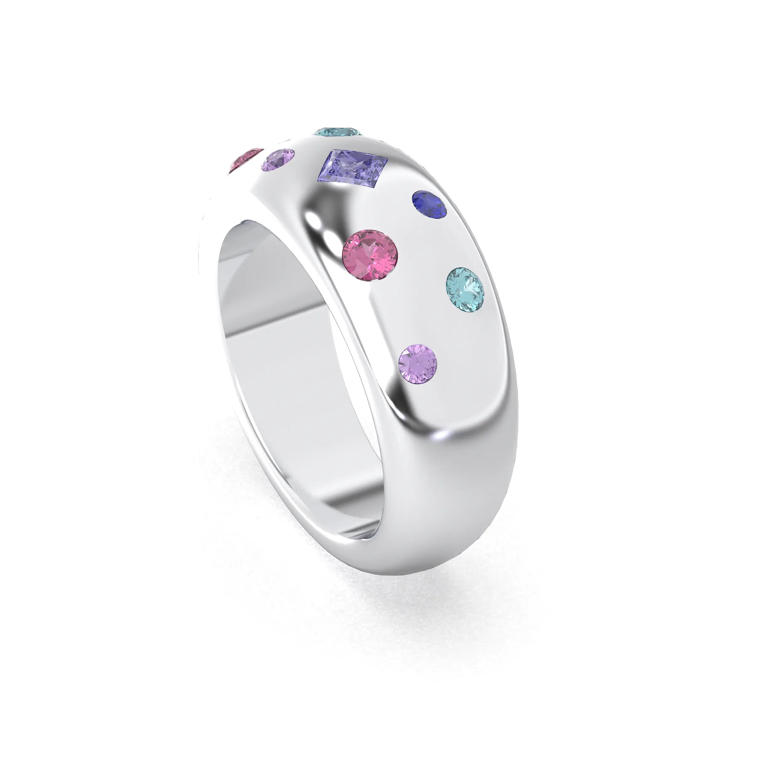 Bague Sabrina Argent 950 massif avec pierre centrale carrée – Pierres Fines et Précieuses au Choix