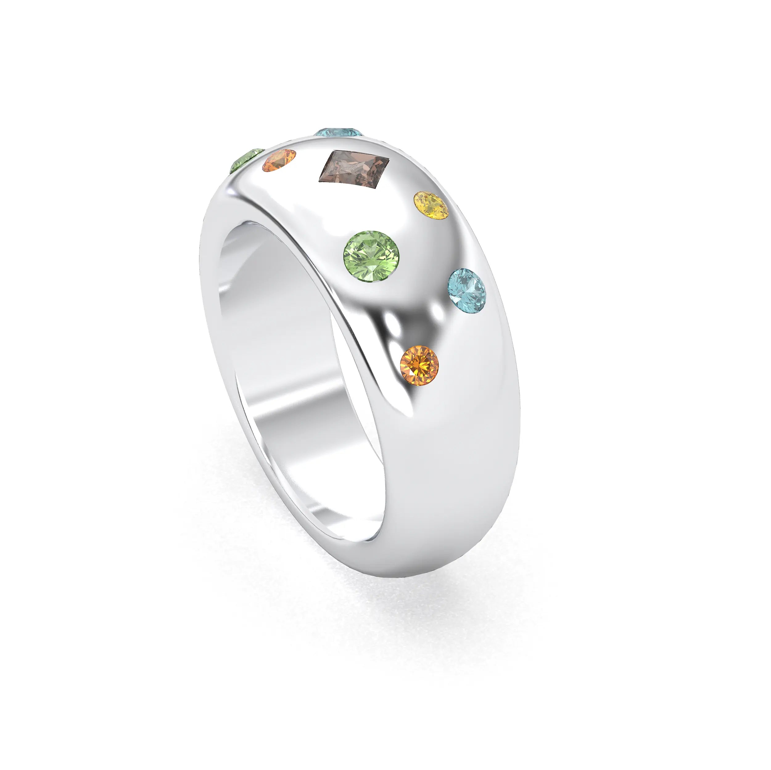 Bague Sabrina Argent 950 massif avec pierre centrale carrée – Pierres Fines et Précieuses au Choix