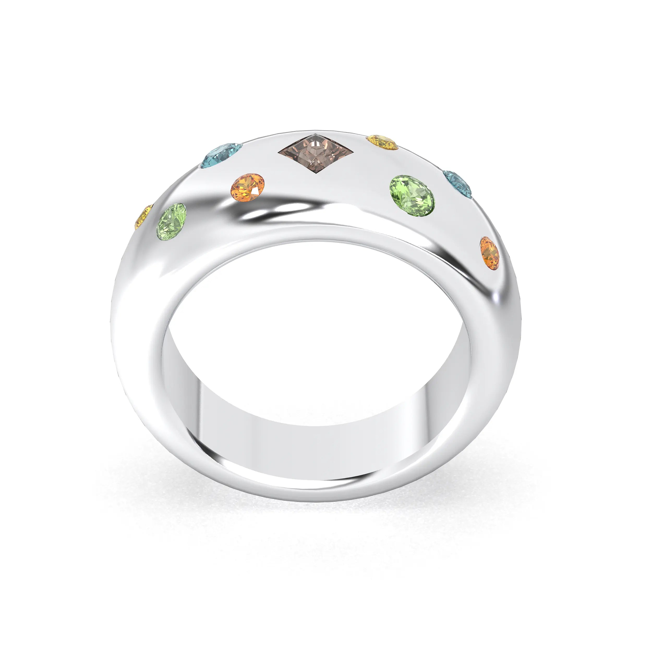 Bague Sabrina Argent 950 massif avec pierre centrale carrée – Pierres Fines et Précieuses au Choix