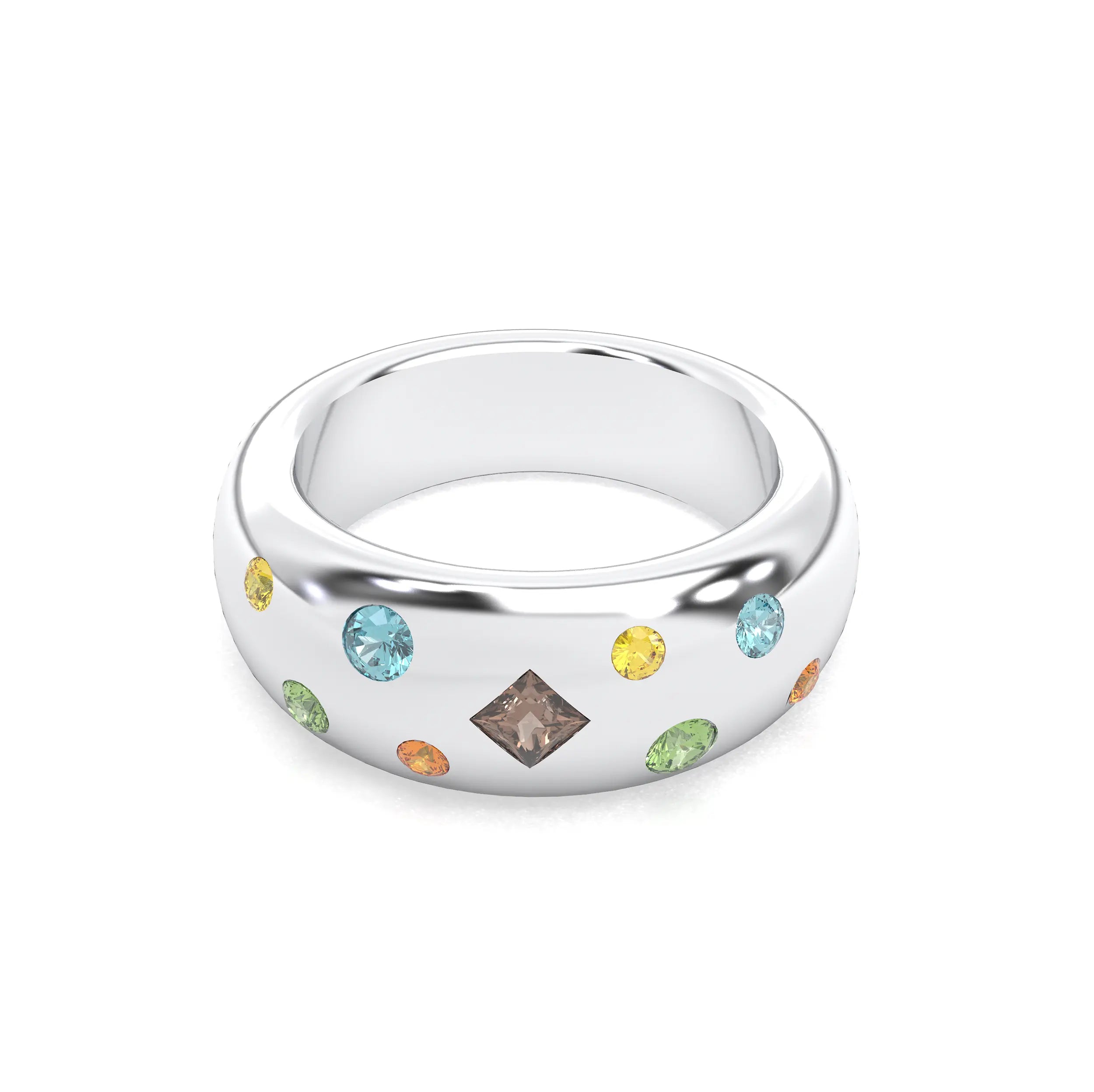 Bague Sabrina Argent 950 massif avec pierre centrale carrée – Pierres Fines et Précieuses au Choix