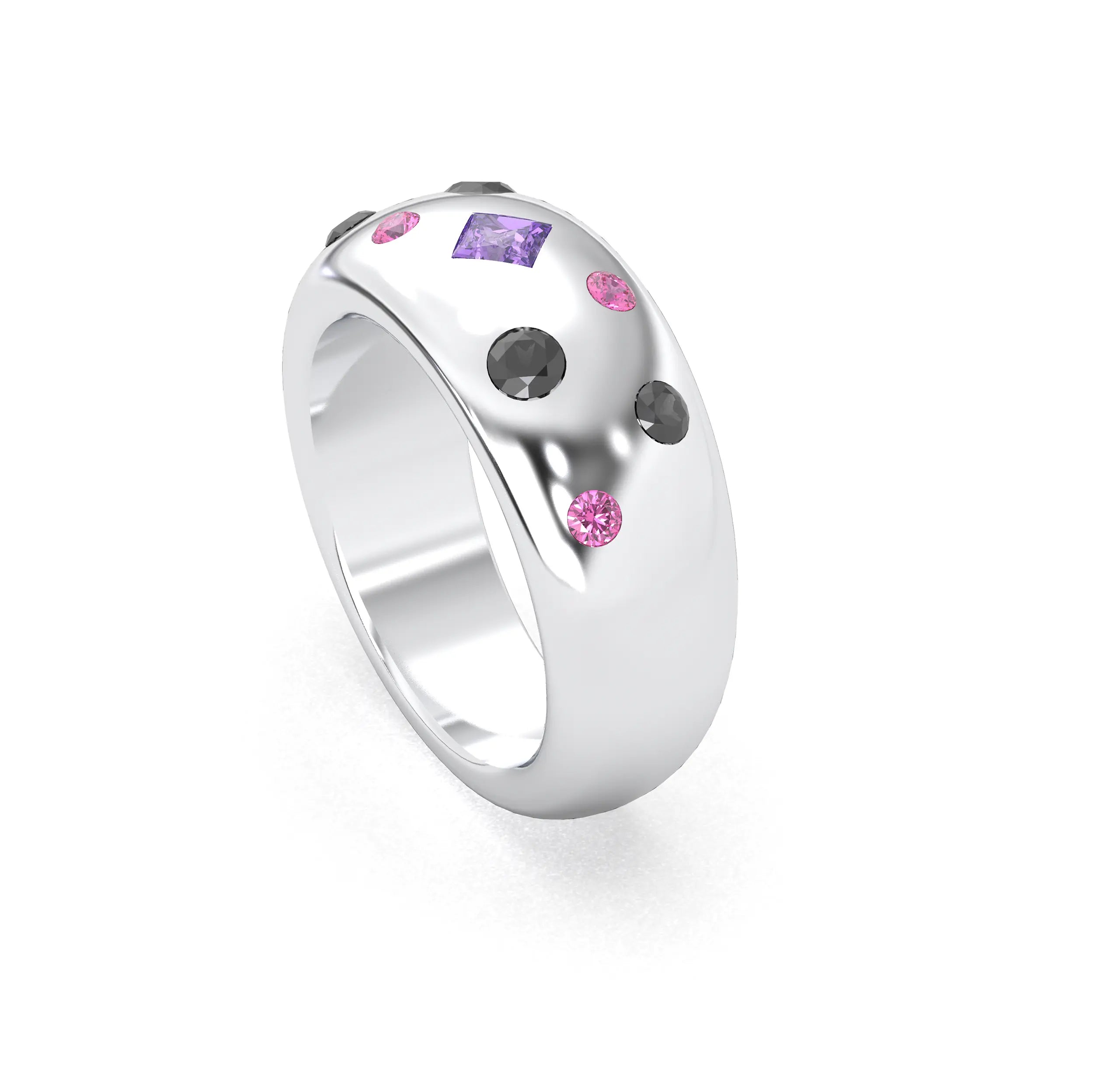 Bague Sabrina Argent 950 massif avec pierre centrale carrée – Pierres Fines et Précieuses au Choix