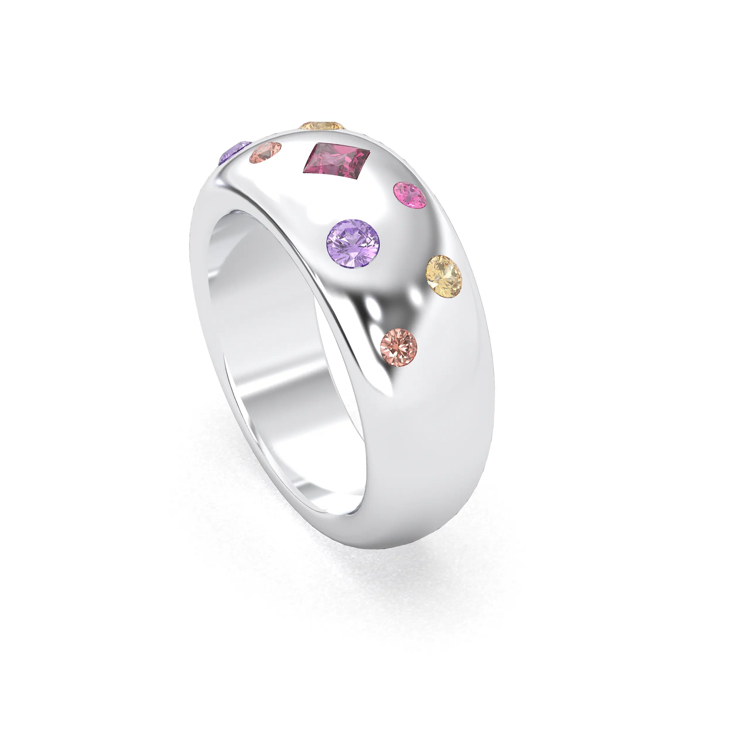 Bague Sabrina Argent 950 massif avec pierre centrale carrée – Pierres Fines et Précieuses au Choix