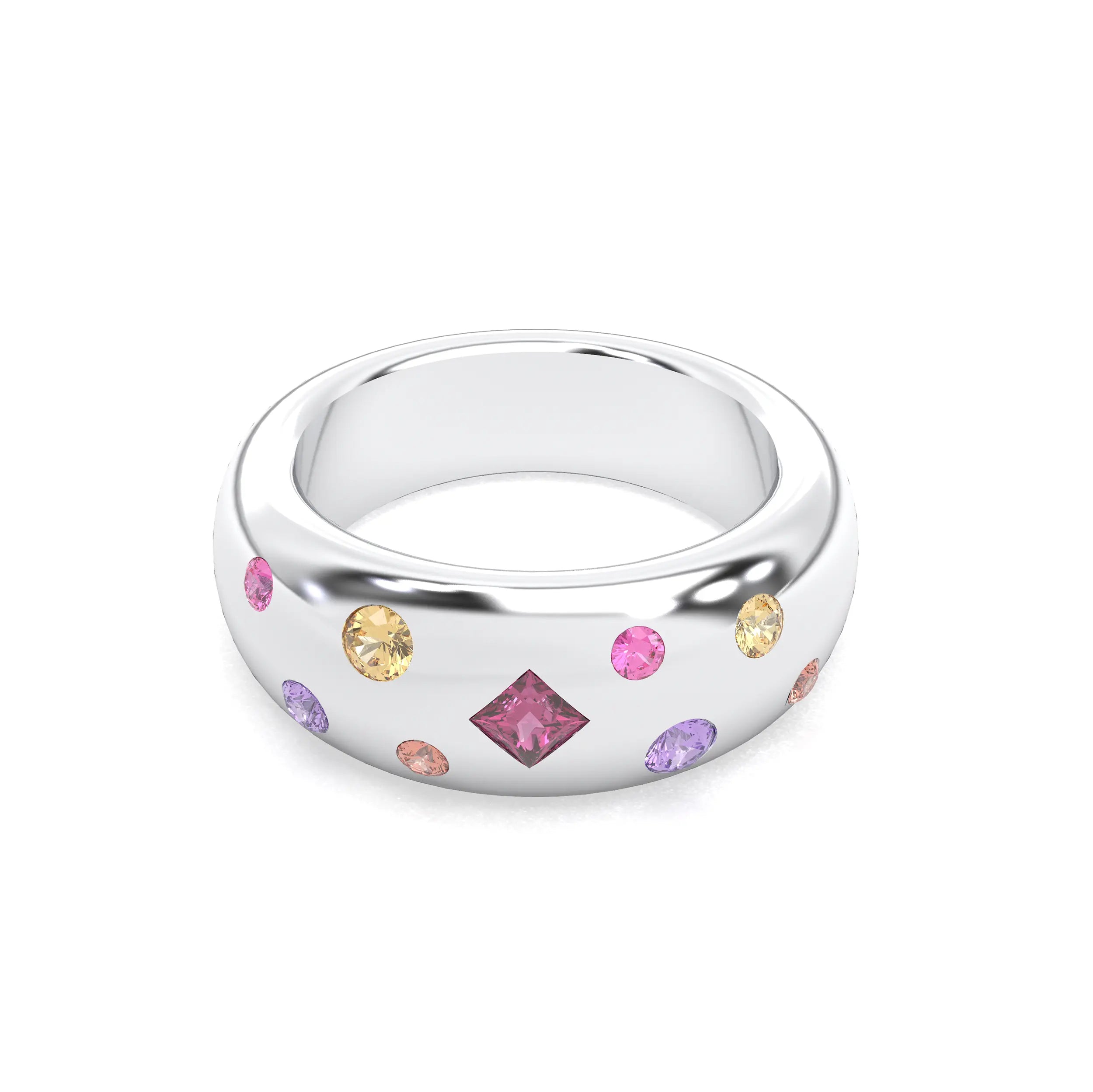 Bague Sabrina Argent 950 massif avec pierre centrale carrée – Pierres Fines et Précieuses au Choix