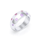 Bague Sabrina Biseautée Argent 950 – Pierres Fines en Double Rangée au choix Rhodolites - Améthystes