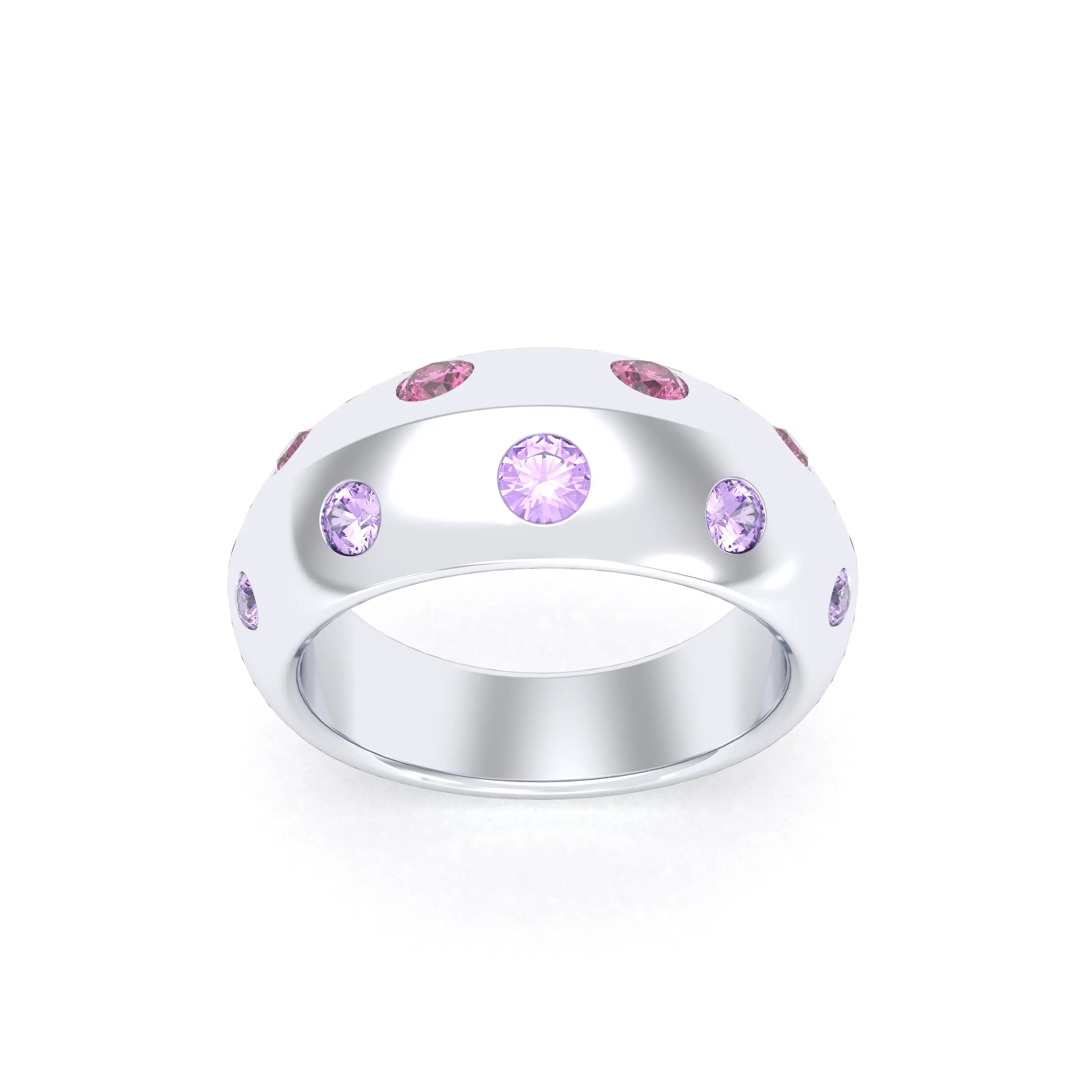 Bague Sabrina Biseautée Argent 950 – Pierres Fines en Double Rangée au choix