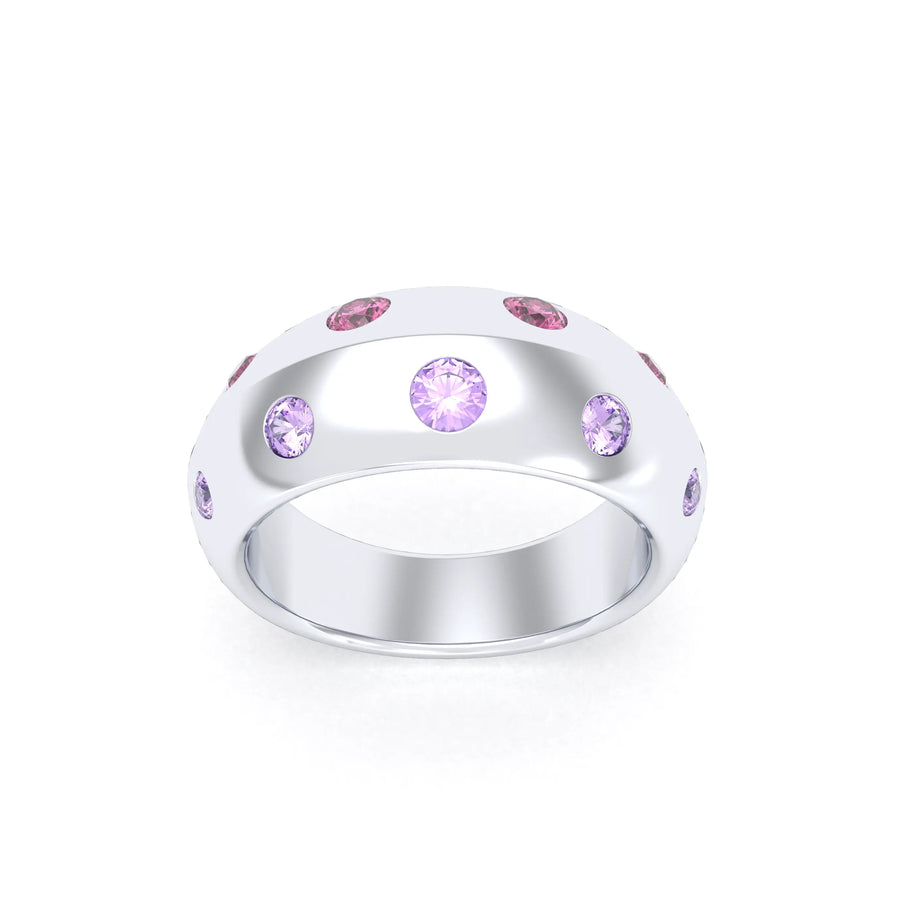 Bague de joaillerie en argent 950, vue de détail, fabriquée à l’atelier Bajoia de Sèvres