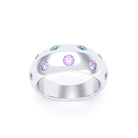 Bague Sabrina Biseautée Argent 950 – Pierres Fines en Double Rangée au choix