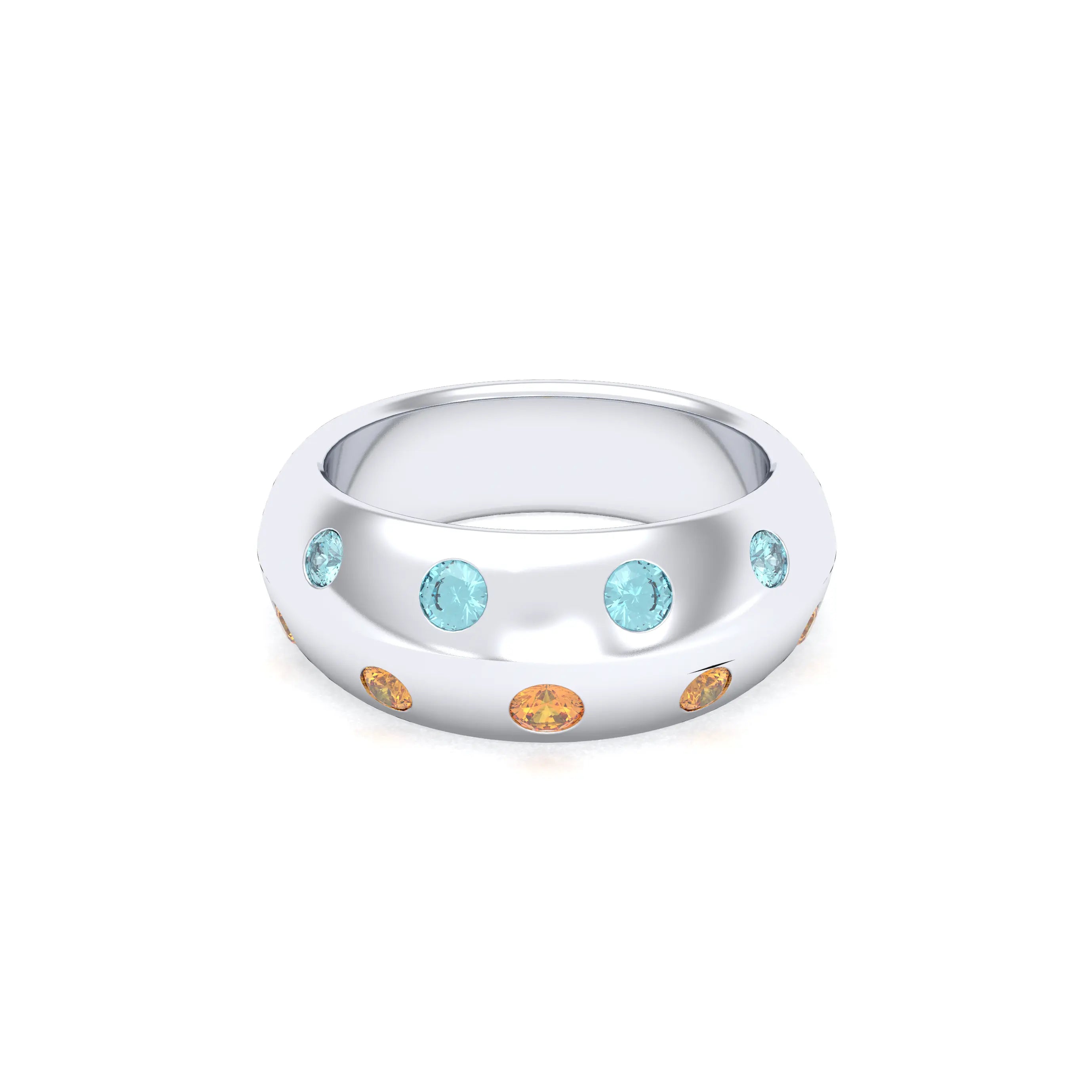 Bague Sabrina Biseautée Argent 950 – Pierres Fines en Double Rangée au choix