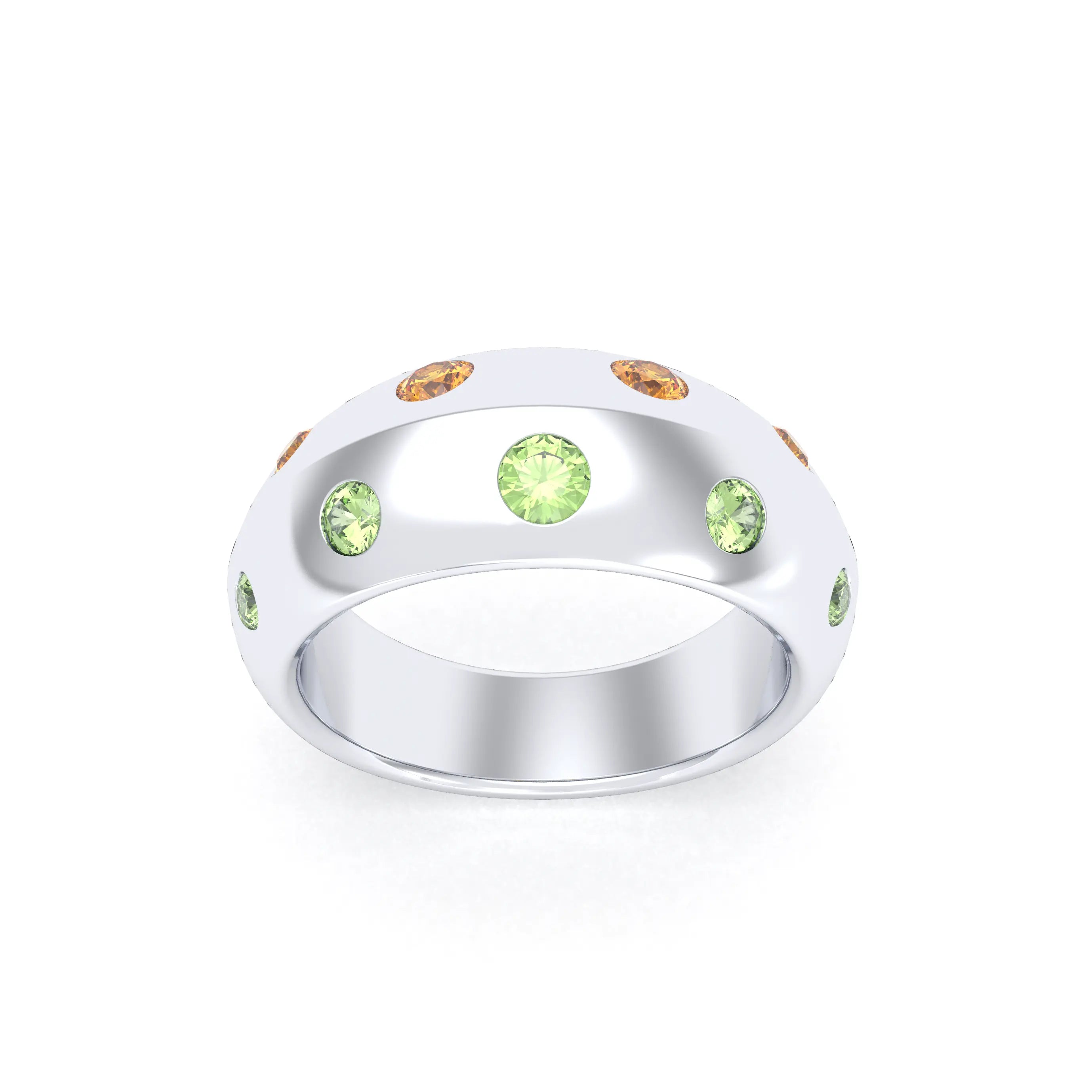 Bague Sabrina Biseautée Argent 950 – Pierres Fines en Double Rangée au choix