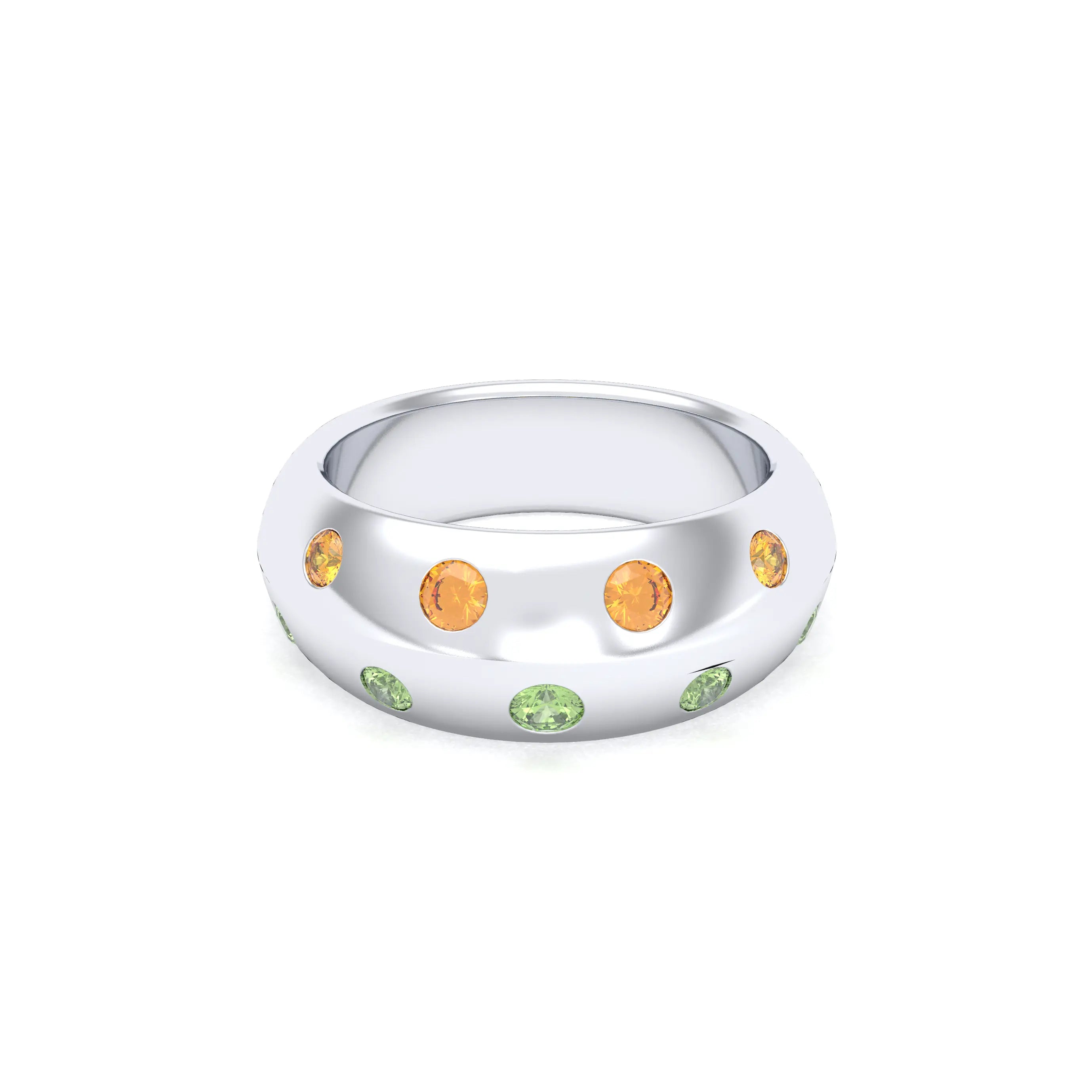 Bague Sabrina Biseautée Argent 950 – Pierres Fines en Double Rangée au choix