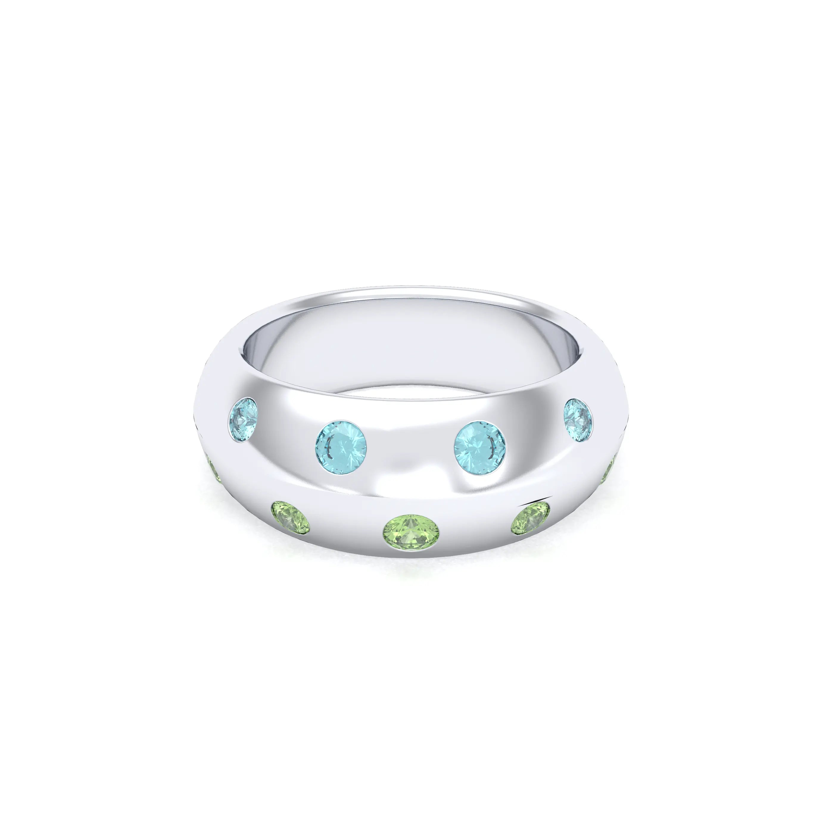 Bague Sabrina Biseautée Argent 950 – Pierres Fines en Double Rangée au choix