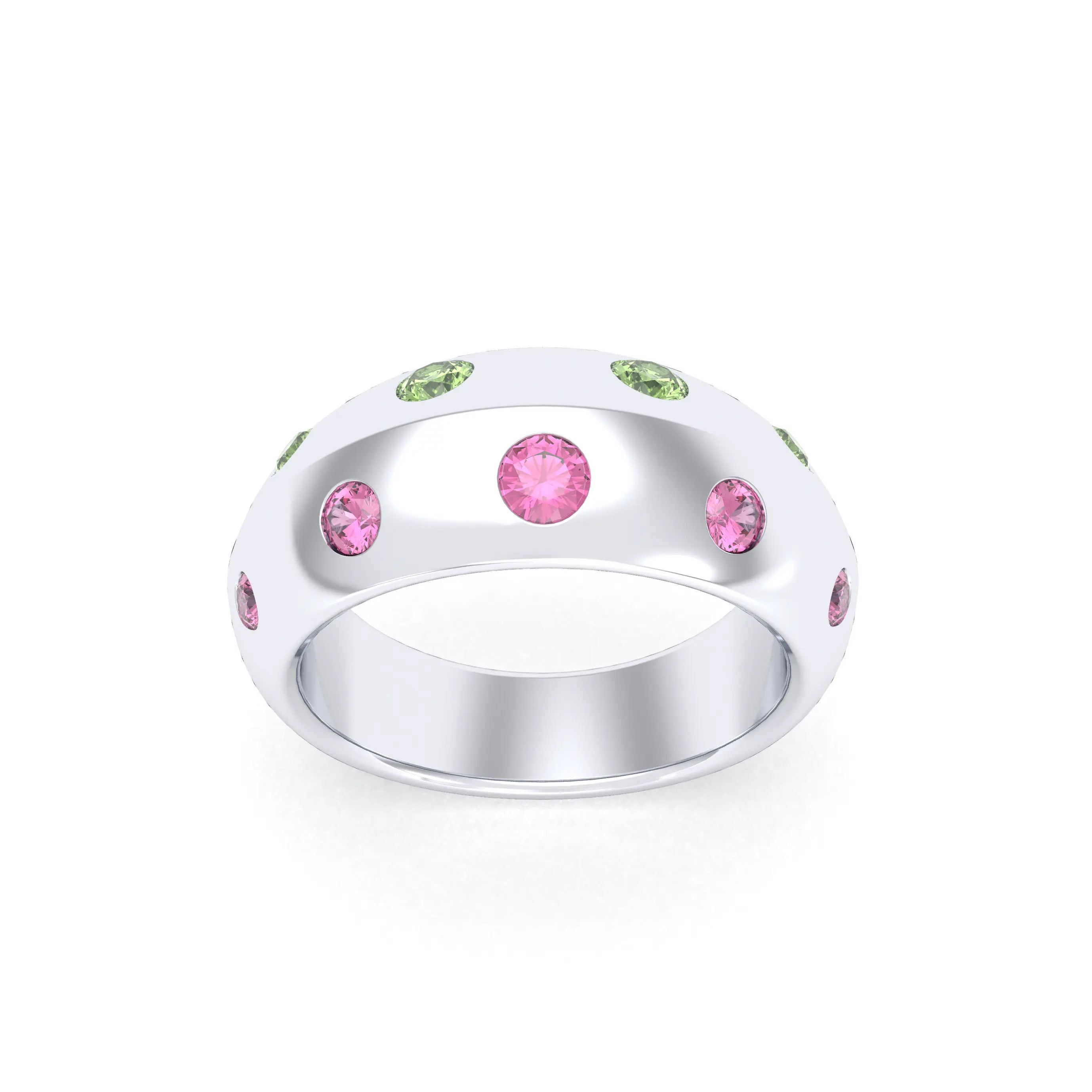 Bague Sabrina Biseautée Argent 950 – Pierres Fines en Double Rangée au choix