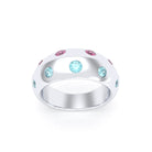 Bague Sabrina Biseautée Argent 950 – Pierres Fines en Double Rangée au choix