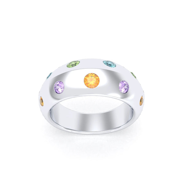 Bague Sabrina Biseautée Argent 950 – Harmonie Multicolore de Pierres Fines, autre vue