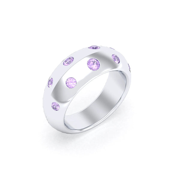 Bague Sabrina Biseautée Argent 950 – Pierres Fines au Choix Améthyste