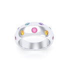 Bague Sabrina Biseautée Argent 950 – Harmonie Multicolore de Pierres Fines
