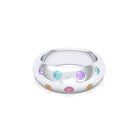 Bague Sabrina Biseautée Argent 950 – Harmonie Multicolore de Pierres Fines