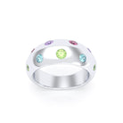 Bague Sabrina Biseautée Argent 950 – Harmonie Multicolore de Pierres Fines