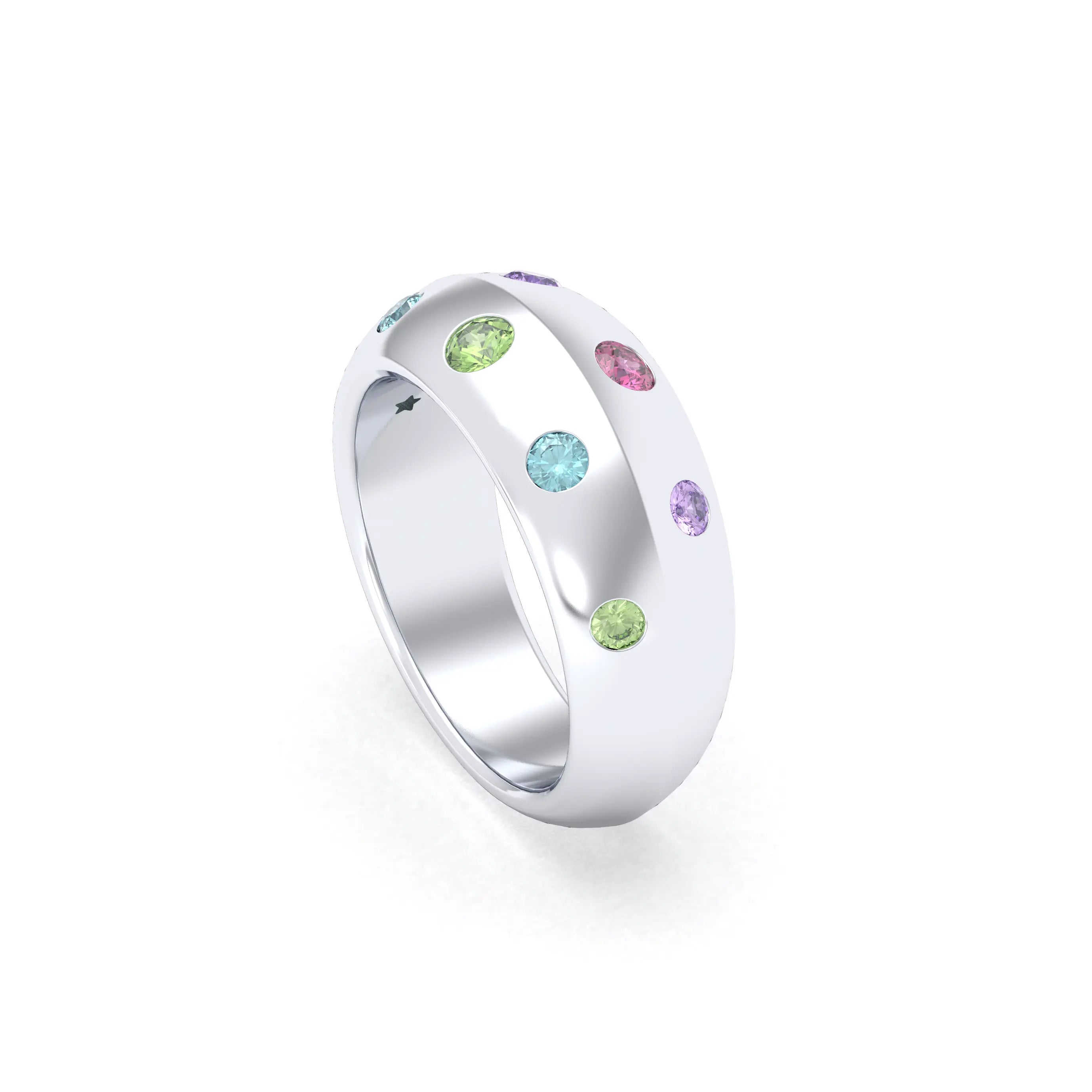 Bague Sabrina Biseautée Argent 950 – Harmonie Multicolore de Pierres Fines