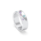 Bague Sabrina Incurvée en argent 950, sept pierres fines en dégradé